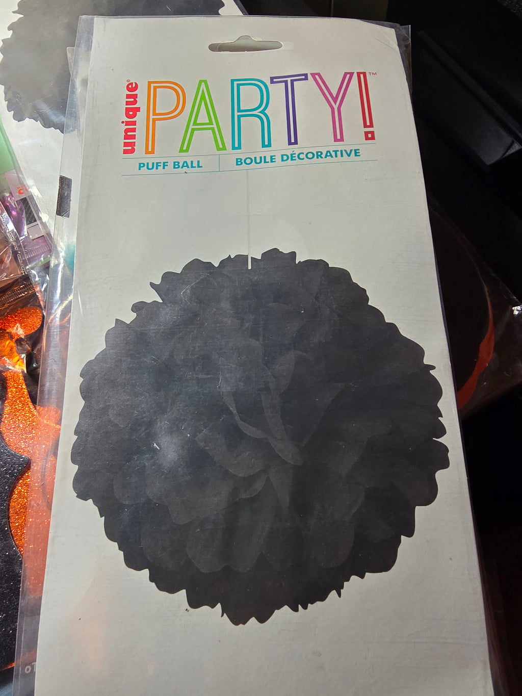 Black Party Puff Balls - Set of 3